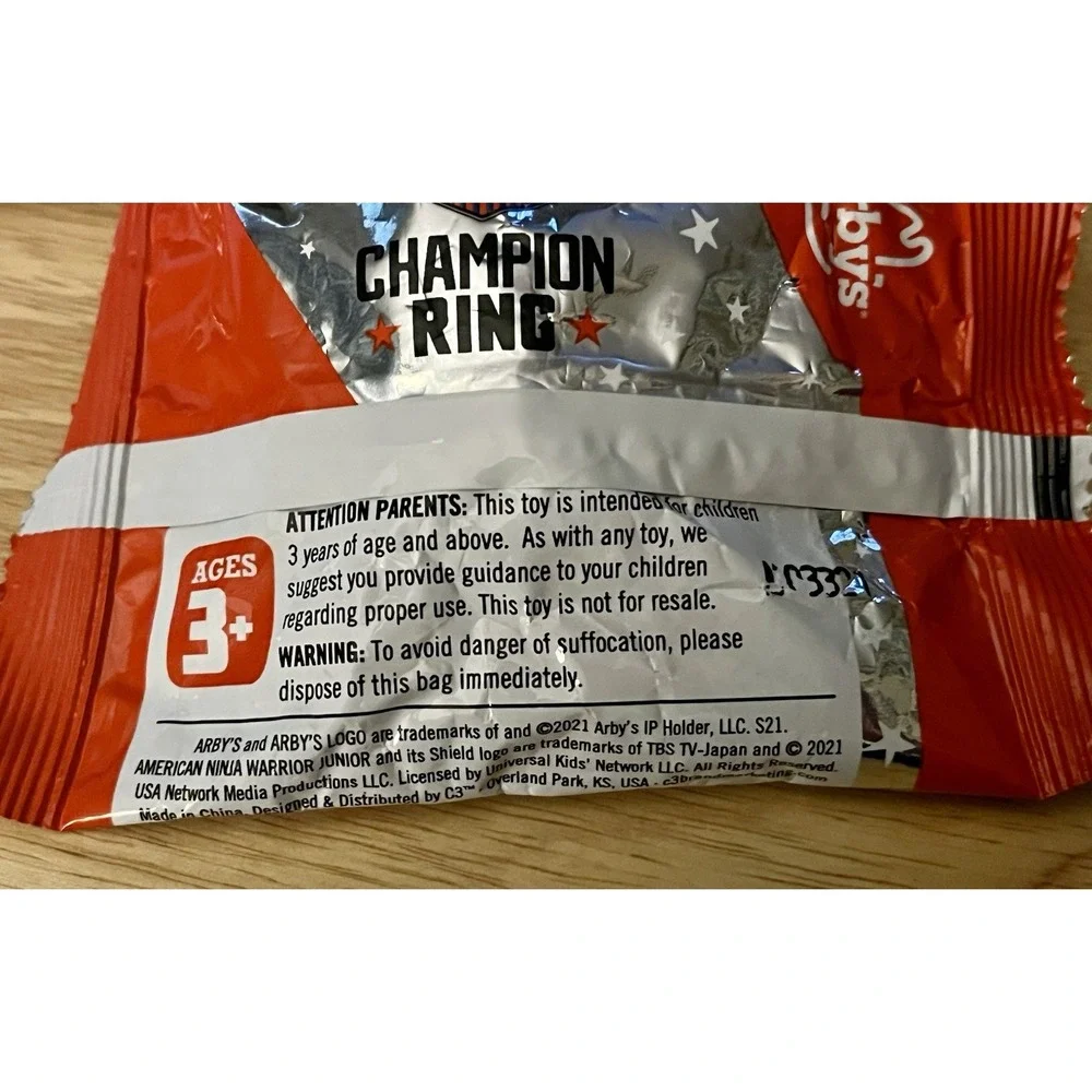 ANW 2 Pk Arby's Kids Meal Toy American Ninja Warrior‎ Junior Champion Ring 2021